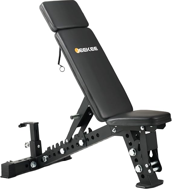 JEEKEE Adjustable Weight Bench, 40" Extended Backrest for Tall Lifters up to 6'5", 1300LBS Weight Capacity and 44 Adjustable Positions Bench for Garage and Home Gym Workouts
