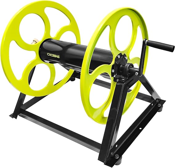 Stainless Steel Wall Mount Garden Hose Reel with Crank Handle, 3/4" Brass Fitting for 5/8" Hoses, Holds 400FT, Rustproof Outdoor Use (Hose Not Included)