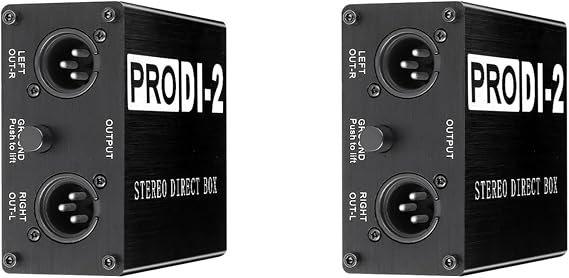 2X ProDI-2 Passive Stereo Direct Box Audio DI Box Direct Injection Box Low Noise Guitar Bass DI 2 Channel