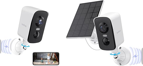 LAXIHUB 2 Pack 2K/3MP Wireless Security Camera: Indoor Outdoor Magnetic Battery Camera+ Solar Powered Outdoor Pan Camera