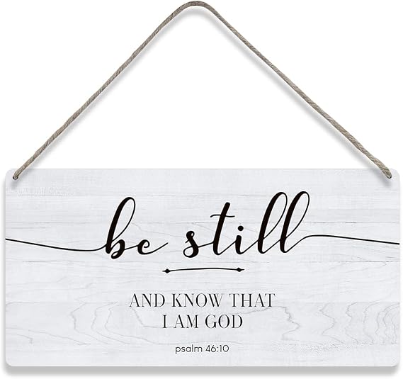Country Style Bible Verse Wall Decor Psalm 46:10 Scripture Wooden Signs Rustic Hanging Wall Plaque Sign Religious Home Decor Present
