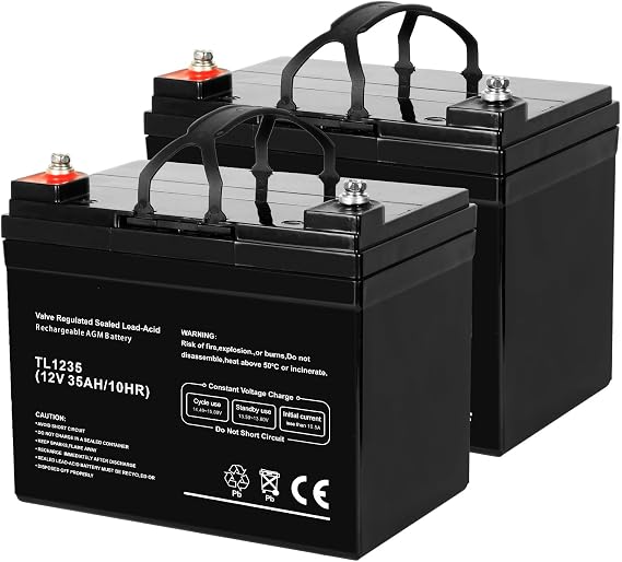 WEIZE 12V 35AH Deep Cycle Battery for Scooter Pride Mobility Jazzy Select Electric Wheelchair, Set of 2