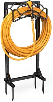 Garden Hose Holder Reel, Upgraded Metal Hose Reels Holds 150ft Hose, Heavy Duty Freestanding Water Hose Holders, Detachable Hose Storage Hanger for Outside - Fan-Shaped