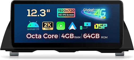 XTRONS 12.3 Inch Android 14 Car Stereo for BMW F10/F11 (2011-2012) CIC System, IPS Touch Screen 4+64GB Global 4G Car Radio GPS Navigation Support Wireless Car Play Android Auto