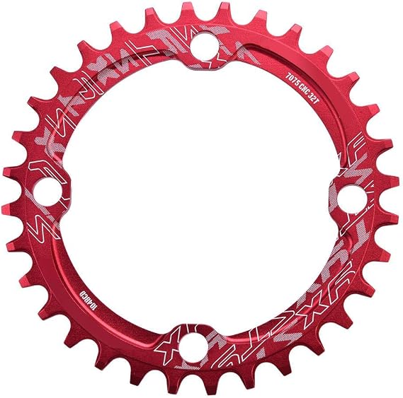 Bike Chainring, 32/34/36/38T Single Bike Chainring, 104 BCD Round Shape Single Chain Ring for Most Road Bike Mountain Bike(Red 36T)
