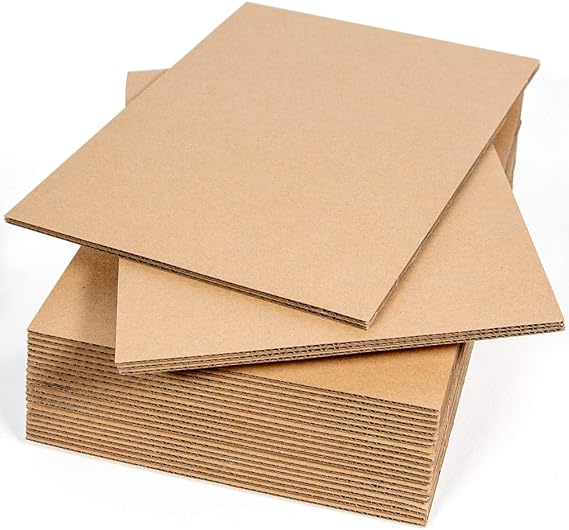 Corrugated Cardboard Sheets (Qty 25) 8.5 x 11 Inches Kraft Brown Flat Cardboard Sheets, Paper Cardboard Inserts for Packing, Mailing, Crafts, Letter Size 8.5 x 11 Inches