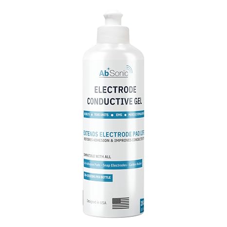 Absonic Electrode Gel for TENS Unit Pads - Conductive Gel for EMS, Muscle Stimulators & Ab Belts | Extends Pad Life, Restores Adhesion | Hypoallergenic, Water-Based | 8.5 oz | Made in USA