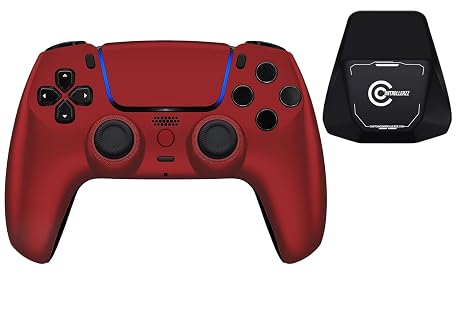 Custom Controllerzz Red Controller & Case Bundle Includes Custom Wireless Controller for PS5, PC & Controller Stand