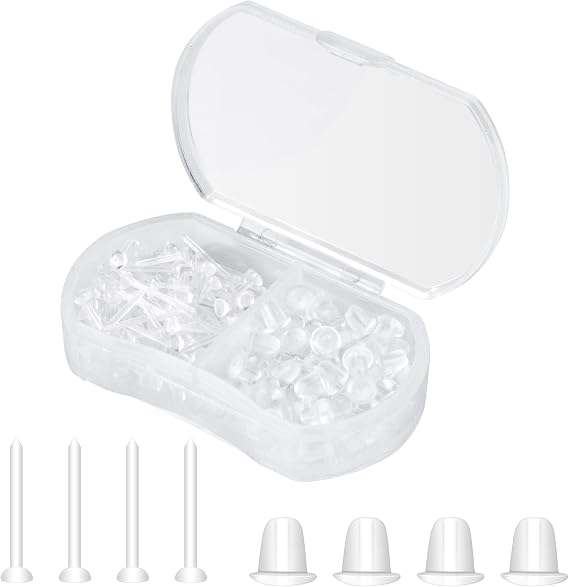 Clear Earrings for Sports/Work Silicone Invisible Earrings100Pcs
