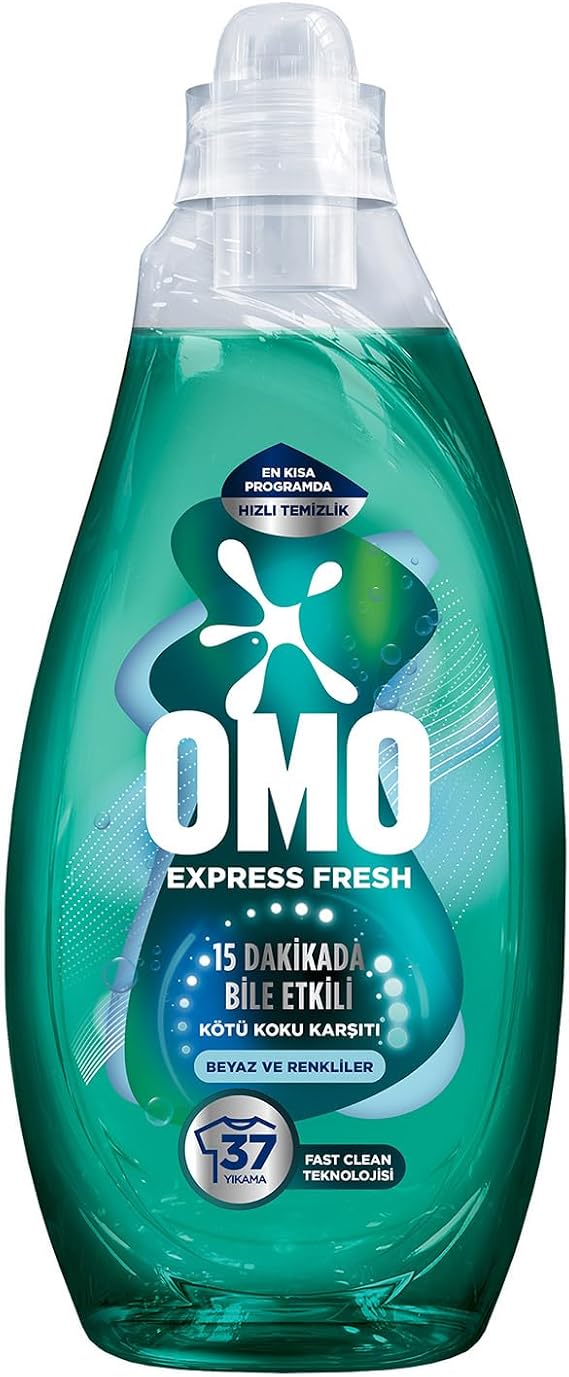 OMO Express Fresh Kötü Koku Karşıtı Beyaz ve Renkliler Sıvı Çamaşır Deterjanı, 1480 ml