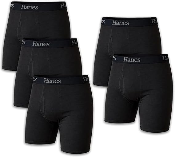 Hanes Men's Underwear Boxer Briefs Pack, Moisture-wicking Underwear for Men, Breathable, Cool & Breathable Cotton - Black Medium
