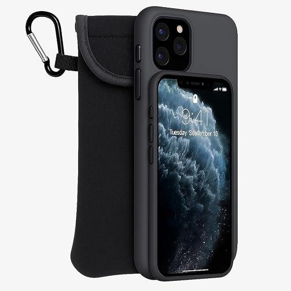 Miracase Cell Phone Sleeve Pouch Case Bag with Crossbody Strap Neck Lanyard for iPhone 11 Pro Max (Black)