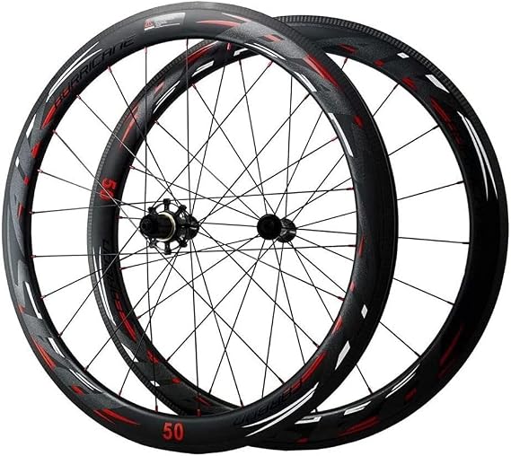 Carbon Road Bike Wheelset,40/50/55mm Clincher Tubeless Ready Rim 25mm Wide Straight Pull Spoke Open Version of Highway Wheel Set Wheelset (Color : Black, Size : 55mm)
