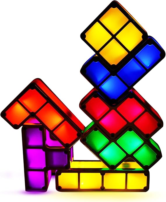 Night Light Tetris Lamp, Stackable LED Desk Light & Tetris Light - DIY Puzzle Light with Multicolored Static RGB, Creative Night Light for Gaming Room, Bedroom, Home Office Decor [Energy Class D]