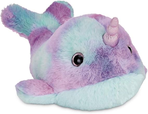 Bearington Rainbow Narwhal: 12 Groovy Plush Toy, Ultra-Soft with Purple, Blue, and Pink Rainbow Colors, Super Cozy with Sparkly Crystal Eyes, Machine Washable, Magical Gift for Kids of All Ages