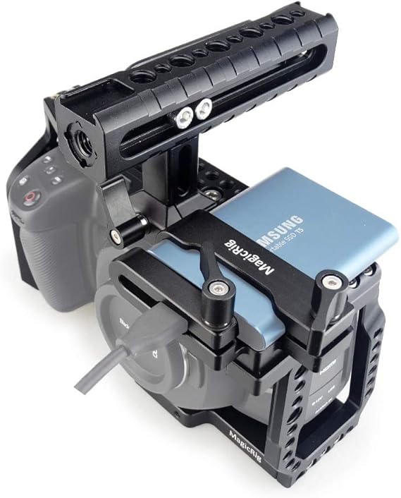 BMPCC 4K / 6K Cage with NATO Handle + T5 SSD Mount Clamp for Blackmagic Design Pocket Cinema Camera 4K / 6K