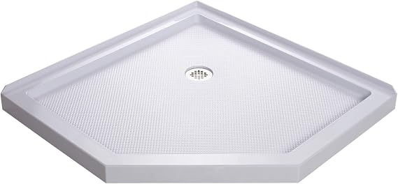 DreamLine SlimLine 38 in. D x 38 in. W x 2 3/4 in. H Corner Drain Neo-Angle Shower Base in White