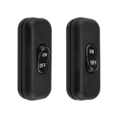 2 Pcs Inline Cord Switch, AC 250V 6A On/Off Lamp Control Button, Appliance Rocker Switches for Appliance or Bedroom Table Lamp Desk Black