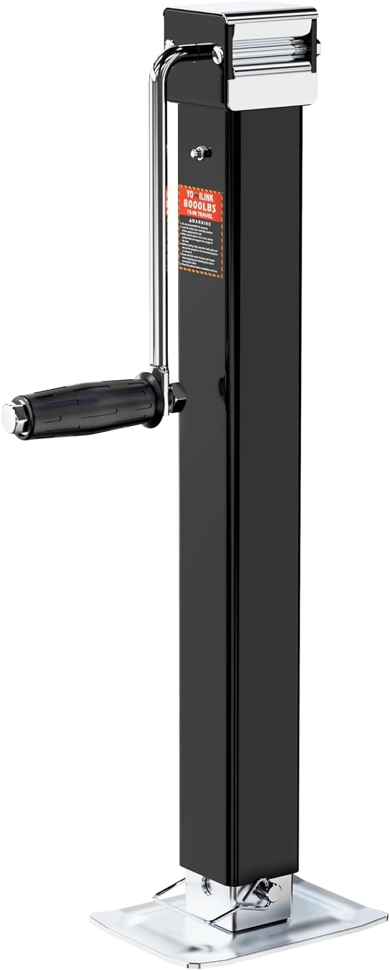 YOMILINK 8000 lbs Heavy Duty Trailer Jack, Weld on Square Jack | 28.9" Vertical Travel, Adjustable Drop Leg, 8K Utility Trailers Jack for Yacht, Boat, RV Trailer