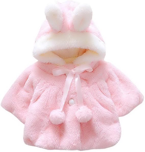 Happy Cherry Baby Girls Fur Warm Coat Cloak Overcoat Hoodies Cute Outdoor Suit
