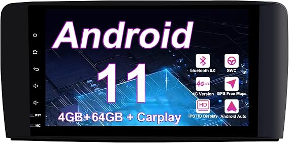 Android 11 Car Radio Stereo for Mercedes-Benz GL ML Class W164 X164 ML350 ML450 ML500 GL320 GL450 Octa Core 4GB RAM 64GB ROM IPS Multi-Touch Screen Double Din Wireless CarPlay