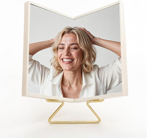 Realme V0 Non-Reversing Mirror with Stand, True Reflection Desk Mirror for Makeup, Hair Styling, Grooming and Photo Check