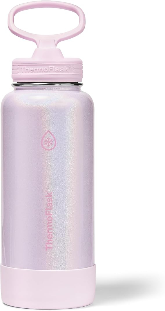 ThermoFlask Insulated Water Bottle with Straw Lid (32 oz, Pink Sorbet) - Leakproof, Stainless Steel Water Bottle for Cold & Hot Drinks, Travel & Daily Hydration