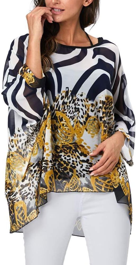Ckikiou Flowy Batwing Semi Sheer Chiffon Cover Up for Women