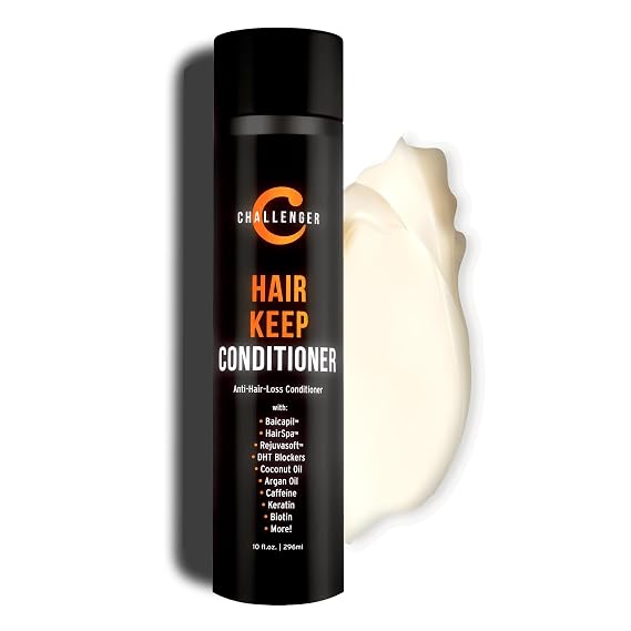 Challenger Men's Hair Keep Conditioner, 10 Ounce | DHT Blocking, Hair Growth Conditioner | w/Baicapil, Rejuvasoft, HairSpa | Caffeine, Biotin, Argan & Coconut Oils, more - (2 mo. Supply)