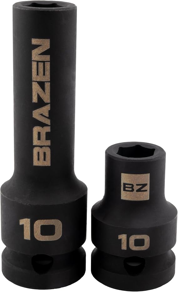 BRAZEN 10mm Impact Socket Two Pack (1/2" Drive, Multi Type)