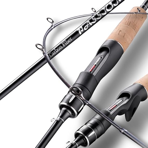 PASSJON Lure Fishing Rod 6 Feet Casting 2 Pieces Medium Light 24T High Carbon Fiber Stainless Steel Guides Cork Handle Sensitive Lightweight Strength Bass Salmon Trout Pole