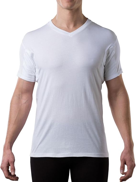 The Thompson Tee Men's Sweatproof Undershirt | Cotton V Neck | Original Fit | with Sweat Pads