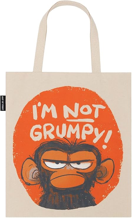 Out of Print Grumpy Monkey Tote Bag with Inner Pocket - Gift for Book Lovers