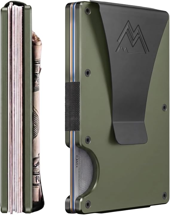 Mountain Voyage Minimalist Wallet for Men - Slim RFID Wallet, Scratch Resistant, Credit Card Holder & Money Clip, Easily Removable Money & Cards (Army Green)