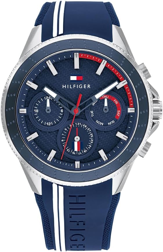 Tommy Hilfiger Analogue Multifunction Quartz Watch for Men with Blue Silicone Bracelet - 1791859