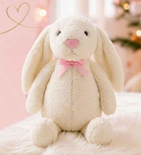 Uyku Arkadaşım PAPYONLU Uzun Kulak Bunny Peluş Tavşan 65 cm Beyaz