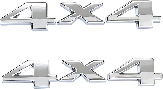 2PC 4x4 Emblem Car Rear Trunk Badge,Silver | for Universal 4X4 Car,3D Metal Style,Self-Adhesive,Plating Decal