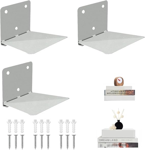 3 Pack Floating Bookshelves for Wall, Heavy-Duty Invisible Bookshelves