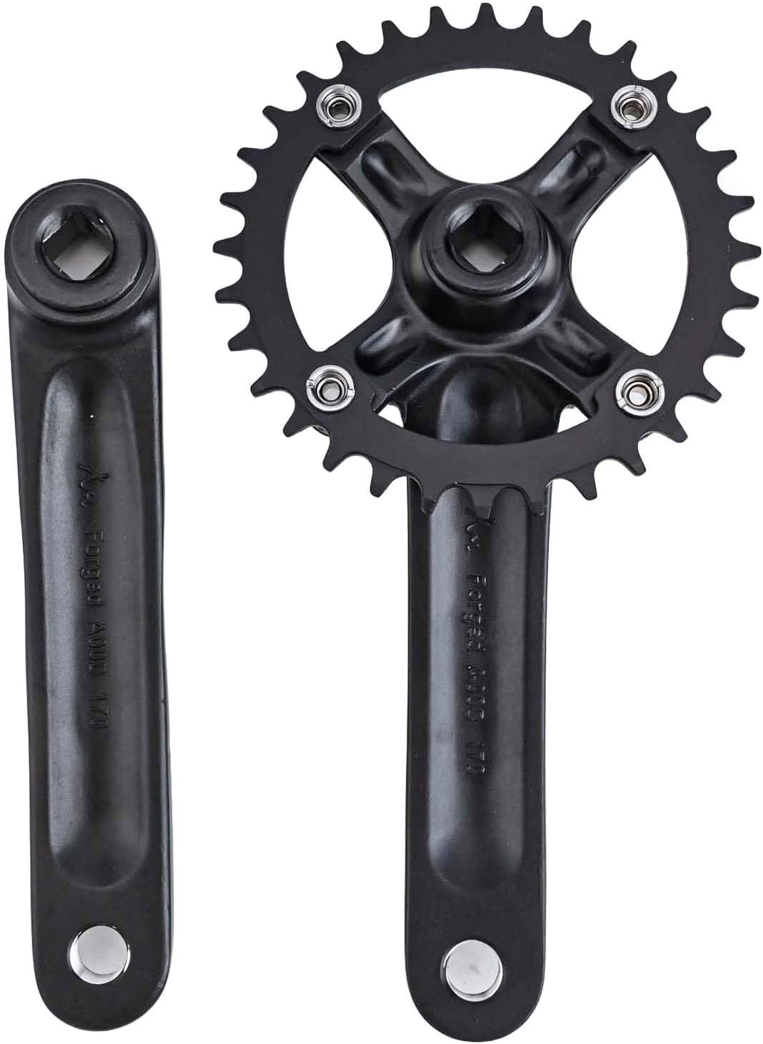 Square Taper Crankset 170mm Aluminum Alloy Chainring 104BCD 32T 34T 36T 38T Narrow Wide Tooth for Mountain Road Bikes Single Speed, BlackCrank32T