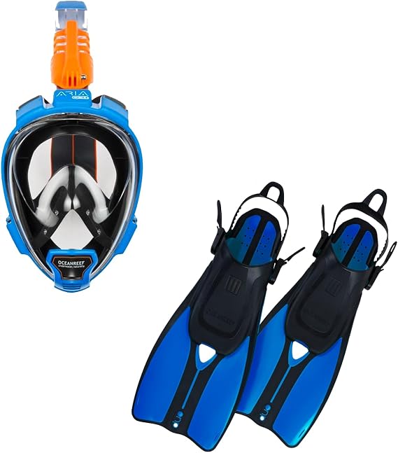 OCEAN REEF - Aria QR+ Full Face Snorkeling Mask & Duo II Travel Fins