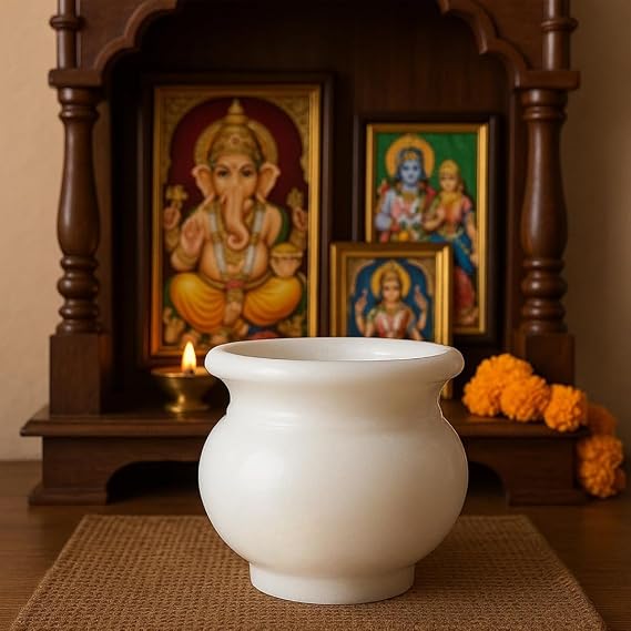 White Marble KalashLota Marble Lota Kalash for HomeTemplePooja Marble Kalash Height: 3 inch, White