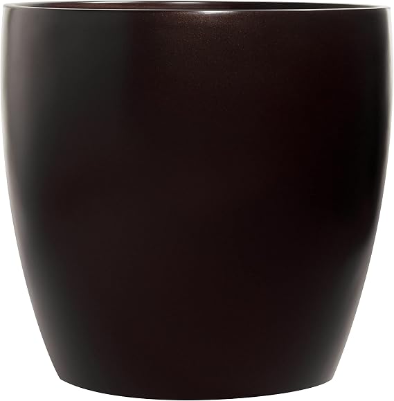 Santiago Round Cylinder Fiberglass Planter (D:10.75" x H:10.5", Metallic Brown)