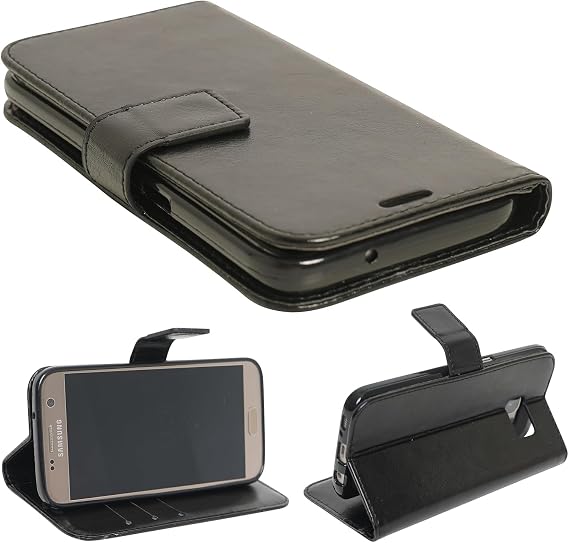 For Samsung Galaxy S8 Plus Case - Premium Leather Folio Flip Cover | RFID-Technology | Kickstand | Money and Card Holder Wallet | Compatible with Samsung Galaxy S8 Plus Phone Case Black