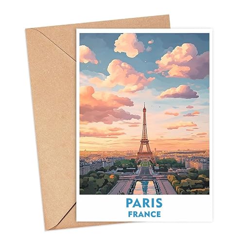 Paris City Greeting Card - France Travel Art - 5 x 7 inches - Birthday - Unisex-Adults - Multicolor - Modern Scenery