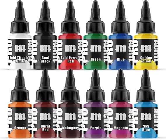 Monument Hobbies PRO Acryl 22ml Acrylic Paint Set - Miniature Paint for Wargames - Non Toxic Acrylic Paint Compatible with Both Brush and Airbrush Painting Techniques - Base Set