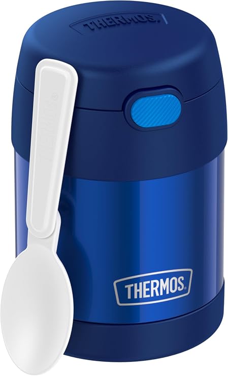 THERMOS 10oz Stainless Steel Vacuum Insulated Kids Food Jar Bundle with Folding Spoon, Lime and Navy