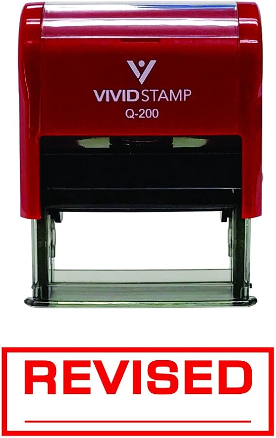 Revised Self-Inking Office Rubber Stamp (Red) - M