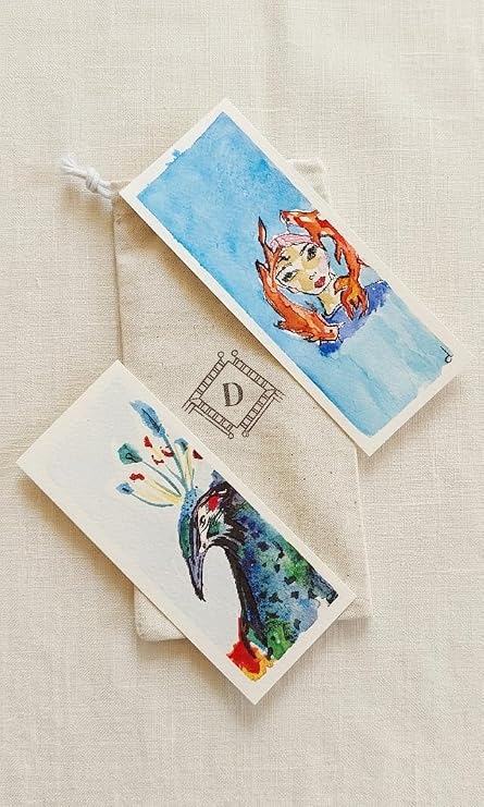 Didosol Özel Tasarım Suluboya Çizim Kitap Ayracı Seti 3 (Kadınlar-Kuşlar 10 Ayraçlık Set)