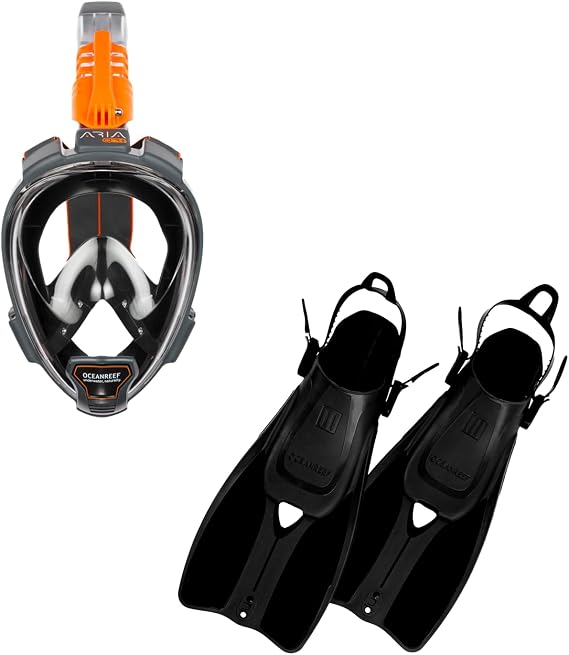OCEAN REEF - Aria QR+ Full Face Snorkeling Mask & Duo II Travel Fins