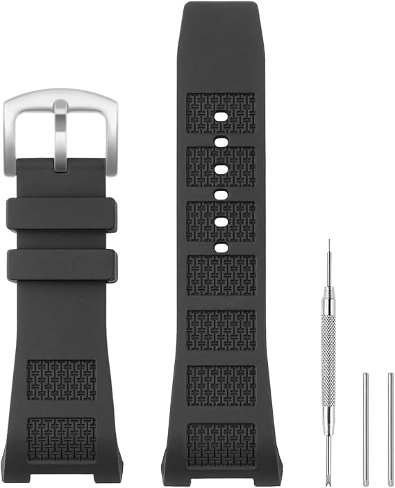 Compatible with IWC Watch 30mm Band, Soft Silicone Rubber Replacement Strap for IWC Watch Series IW323601 IW323602 IW376501 IW322503, Black